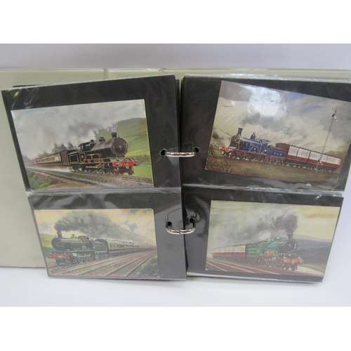 7043 - An album containing approx 100 colour and black and white postcards including locomotives at station... 