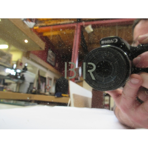 7044 - Three rectangular British Railways carriage mirrors, one showing reversed B.R emblem, 40.5 x 20cm