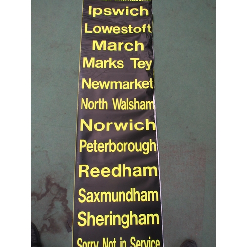 7061 - A British Rail class 153/156 Destination blind dated Nov 2010, showing various East Anglian Stations