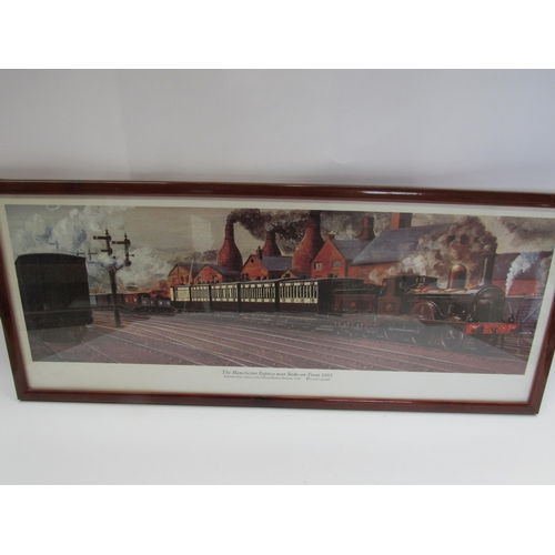 7078 - Two reproduction framed and glazed carriage prints. 'The Manchester Express 1885' and 'Train Enterin... 