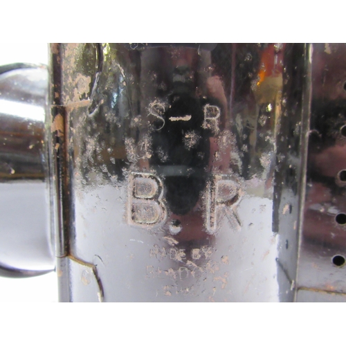 7081 - A B.R (S) three aspect handlamp with burner and resevoir, marked B.R S-R to side and B.R to burner