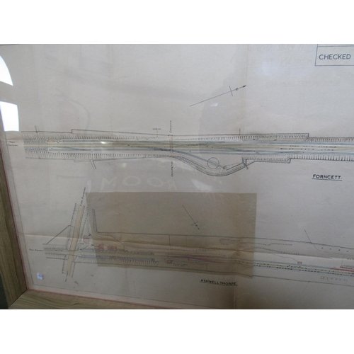 7118 - A framed and glazed LNER surveyors plan for Forncett, Ashwellthorpe and Wymondham North Junction, sh... 