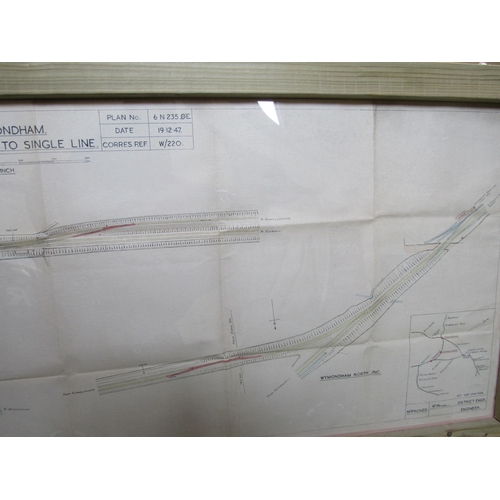 7118 - A framed and glazed LNER surveyors plan for Forncett, Ashwellthorpe and Wymondham North Junction, sh... 