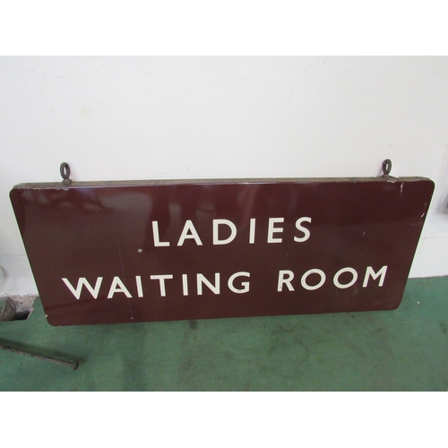 7144 - A B.R (W) double sided enamel platform hanging station sign - Ladies Waiting Room, 152 x 60cm    (R)... 