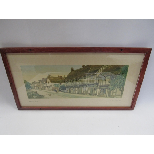 7176 - Two framed and glazed carriage prints of Bildeston, Suffolk and Buckden Palace, Huntingshire