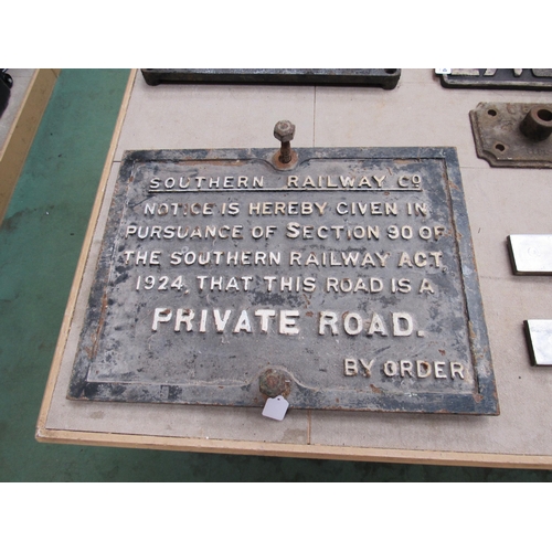 7192 - A cast iron Southern Railway sign - Notice Given, Private Road, 63.5 x 47cm with retaining bolts