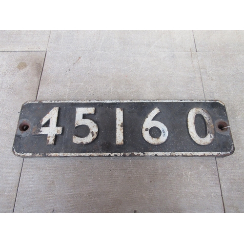 7202 - A cast iron Smokebox numberplate 45160, ex LMS Stanier Class 8F 4-6-0 built in 1935, Shedded at 60A ... 