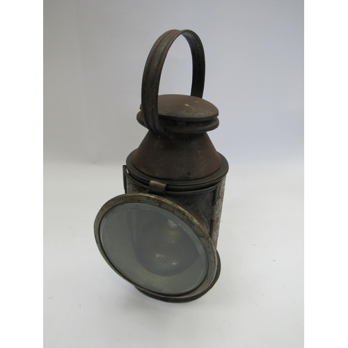 7257 - A LMSR three aspect handlamp with brass burner and resevoir, body embossed LMSR A4022 and reducing c... 