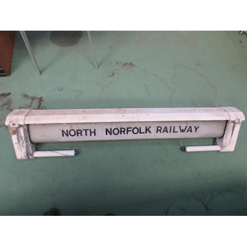 7155 - A station platform hanging light from The North Norfolk Railway Sheringham Station, over painted wit... 