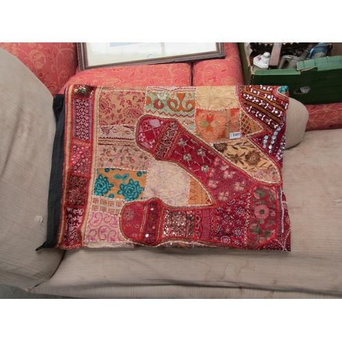 1150 - An Indian elephant design throw, 220cm x 155cm approximately   (R)  £60