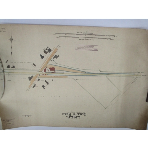 7031 - Three orignal rolled and dated surveyors maps of railway stations - Smeeth Road & Emneth (Watlington... 