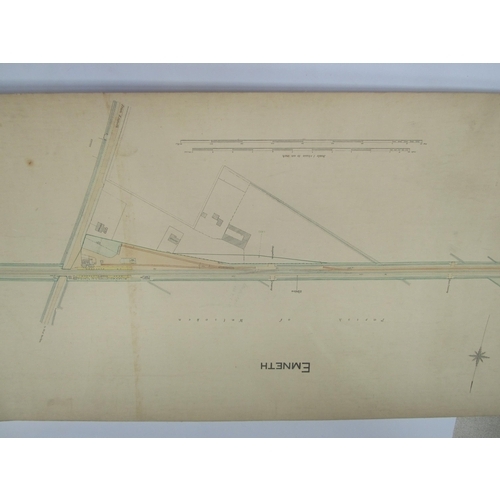 7031 - Three orignal rolled and dated surveyors maps of railway stations - Smeeth Road & Emneth (Watlington... 