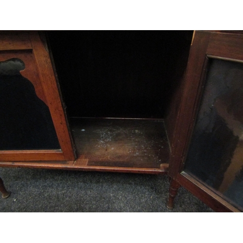 1057 - A Victorian walnut mirror back cabinet with spindle detail and recess over glazed doors, 157cm high ... 