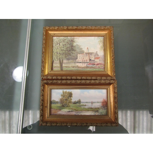 1179 - DENNIS HOWLETT: Two miniature paintings on canvas board including Horsted Mill, 11cm x 16cm and 7cm ... 