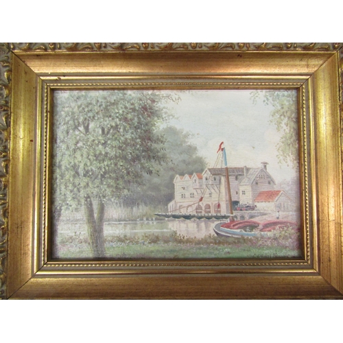 1179 - DENNIS HOWLETT: Two miniature paintings on canvas board including Horsted Mill, 11cm x 16cm and 7cm ... 