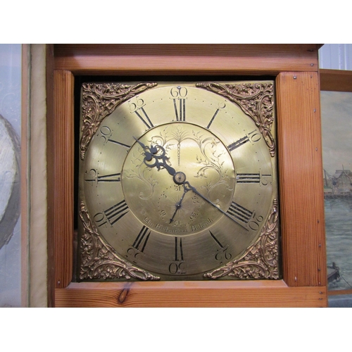 2275 - A pine cased grandfather clock with square brass dial John Richardson Bubwith     (R) £30