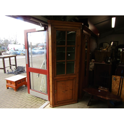 2330 - A 19th Century pine glazed top, full height corner cupboard   (R) £150