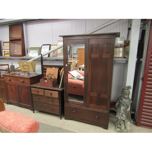 2364 - An Arts and Crafts dressing chest with mirror back, two over two drawers, together with matching war... 