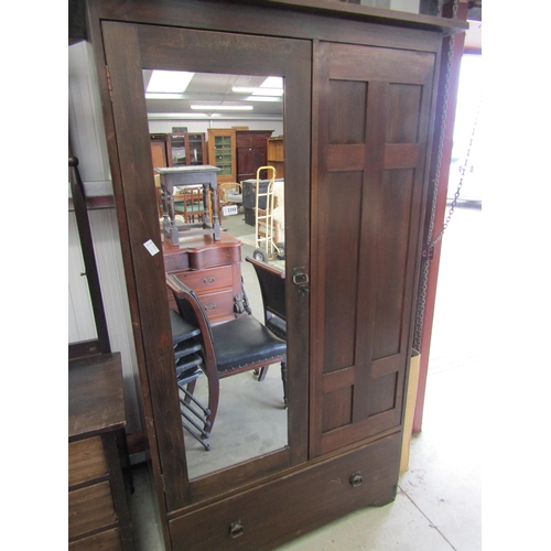 2364 - An Arts and Crafts dressing chest with mirror back, two over two drawers, together with matching war... 