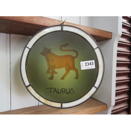 2064 - A Tiffany lead glazed panel of a Bull, Tarus   (C)