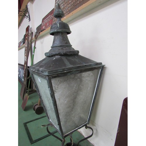 7143 - A railway station yard lamp case, converted to electricty, marked with makers plaque - W Parkinson &... 