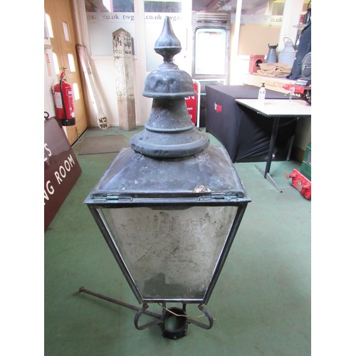 7143 - A railway station yard lamp case, converted to electricty, marked with makers plaque - W Parkinson &... 