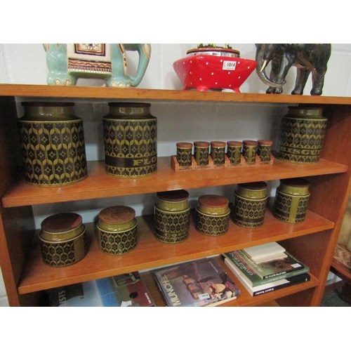 1017 - A quantity of green Hornsea Heirloom lidded storage and spice containers of varying sizes (15)