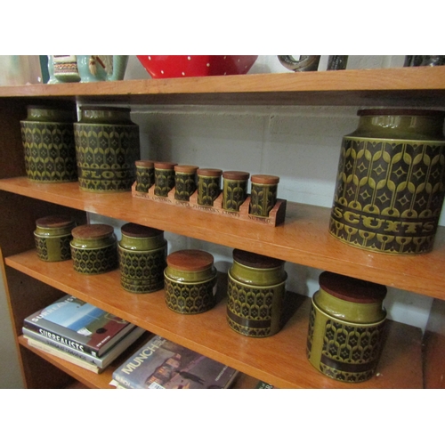 1017 - A quantity of green Hornsea Heirloom lidded storage and spice containers of varying sizes (15)