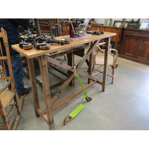 2001 - A Victorian pine console table with X-frame support