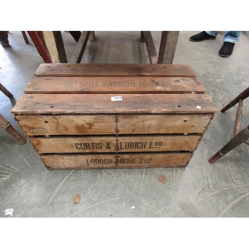 2018 - A vintage lidded packing crate 'Curtis & Aldrich Ltd