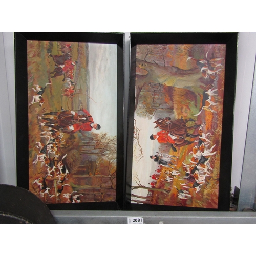 2081 - E.W. Doughty: A pair of oil on boards, the hunt    (R) £40