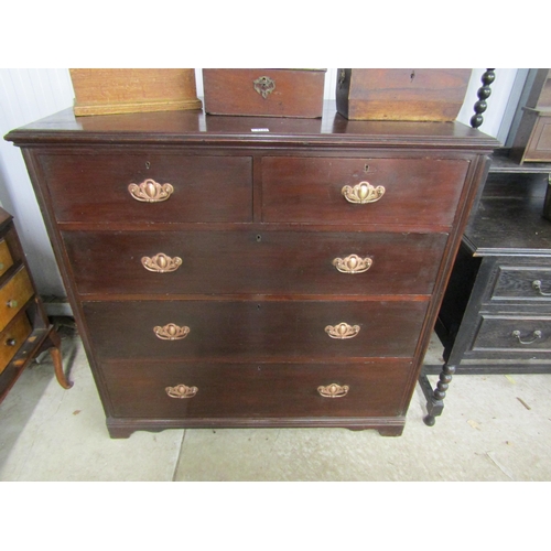 2109 - A late 19th Century mahogany two over three chest of drawers with copper handles