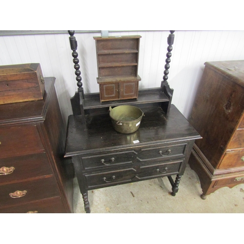 2111 - A Victorian dark oak two drawer dressing chest, no mirror