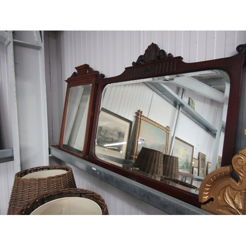 2145 - An Edwardian satinwood wall mirror and a mahogany wall mirror