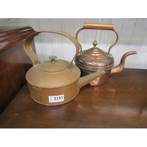 2151 - Two copper kettles   (R) £15