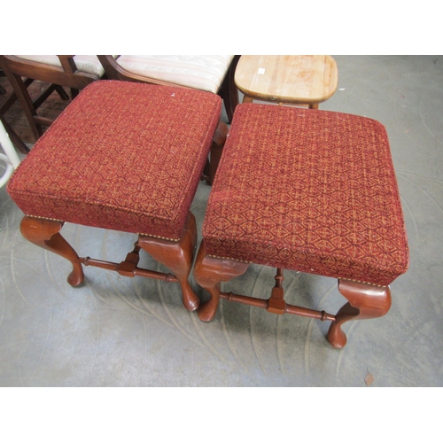 2165 - A pair of 1930's walnut stools on cabriole legs