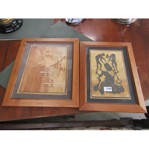 2184 - A pair of African marquetry pictures   (E) £10-20