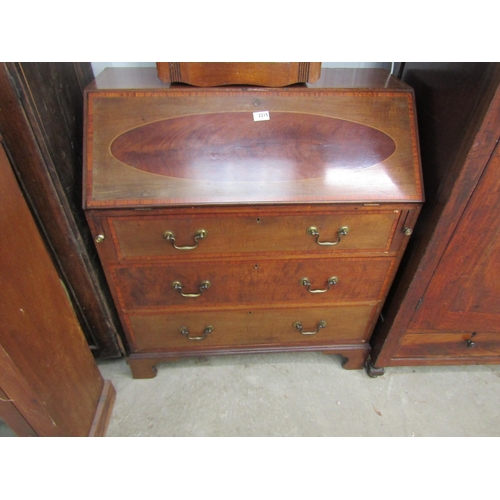 2215 - An Edwardian crossbanded mahogany three drawer bureau   (R)  £20