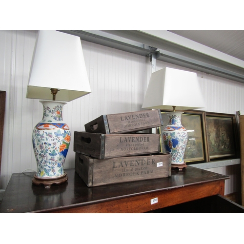 2218 - A pair of Chinese ceramic lamps