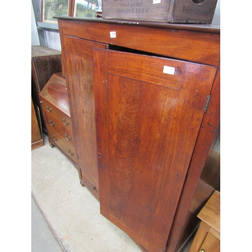 2220 - A George III mahogany linen cupboard with two drawers beneath