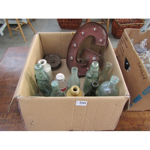 2242 - A quantity of bygone mainly glass and stoneware bottles to include Wheeler & Co, Clegg & Co cod bott... 