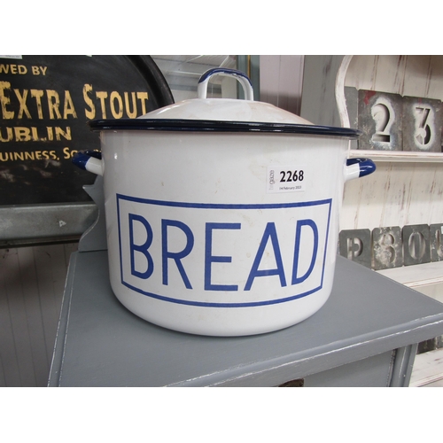 2268 - An enamel bread bin with lid