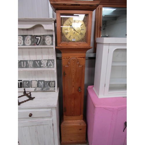 2275 - A pine cased grandfather clock with square brass dial John Richardson Bubwith     (R) £30