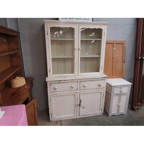 2282 - A Victorian painted pine kitchen dresser in two sections