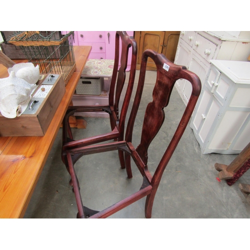 2295 - Two mahogany chairs, two shells, bank of drawers and wicker/metal magazine rack