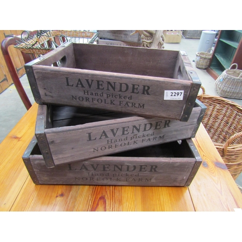 2297 - A set of three fitting wooden lavender crates   (E) £30-40