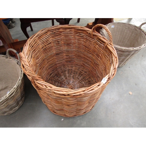 2299 - A large wicker twin handle log basket