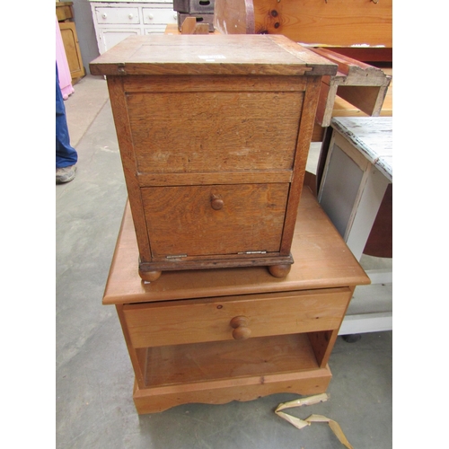 2303 - A modern pine single drawer bedside and oak coal scuttle