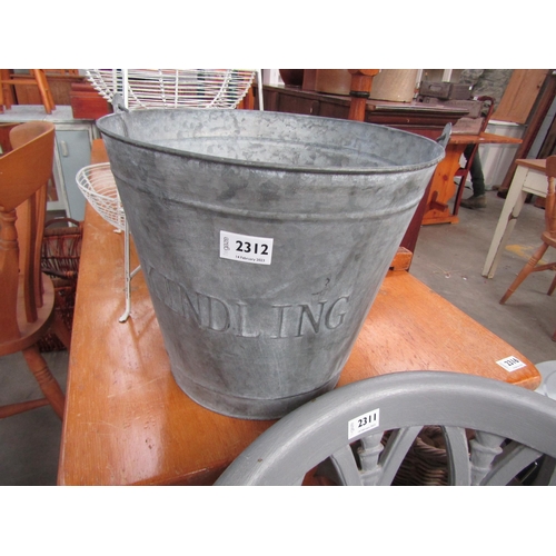 2312 - A galvanized kindling bucket and two tier fruit basket