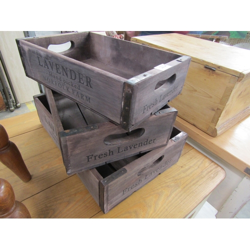 2324 - A set of three fitting wooden lavender crates